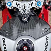 Oberansicht eines Ducati Panigale V4R Motorrads mit Details.